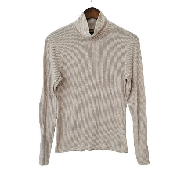 Abercrombie & Fitch Sweaters - Abercrombie & Fitch A&F Slim Ribbed Turtleneck Sweater Top Womens Size L Beige